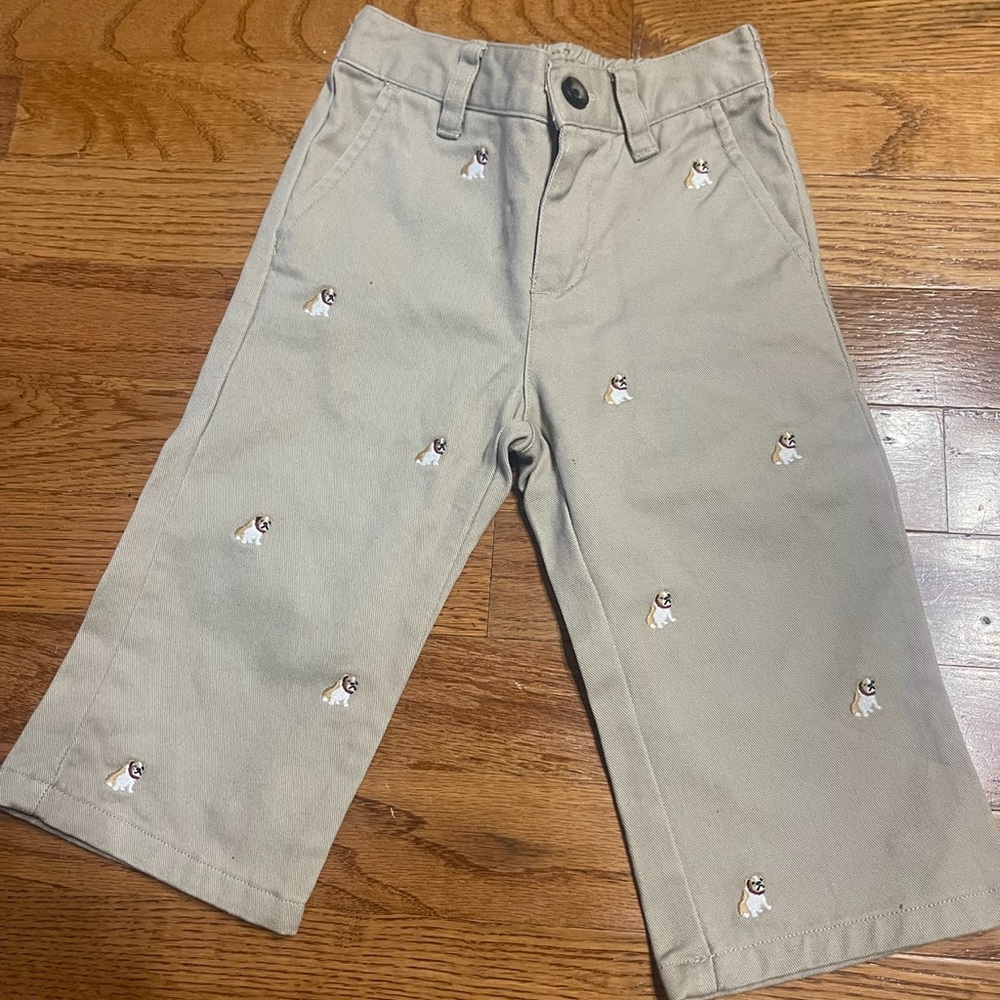 Janie and Jack New with Tag Bulldog embroidered khaki pants